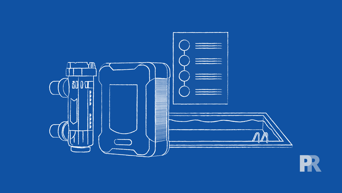 automatic pool chlorinator next to a swimming pool