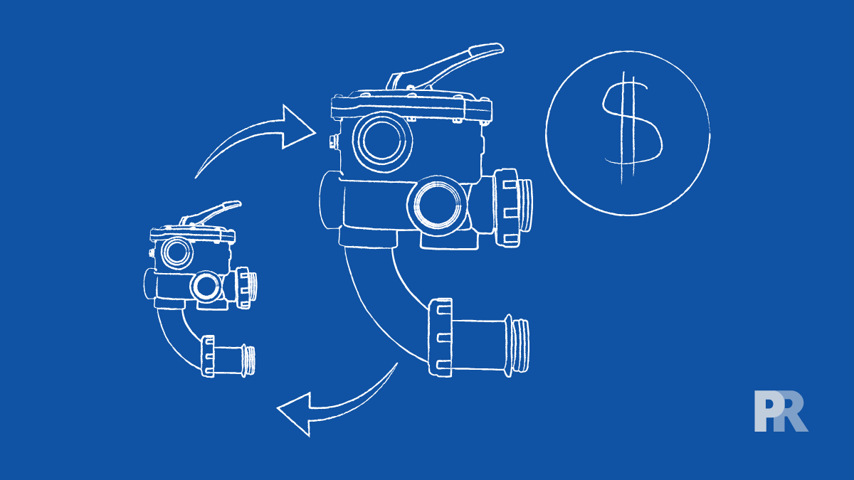 multiport valves next to a dollar sign