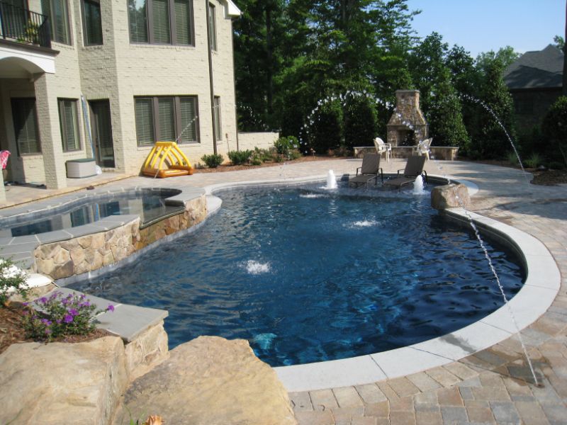 pool with deck jets and bubblers