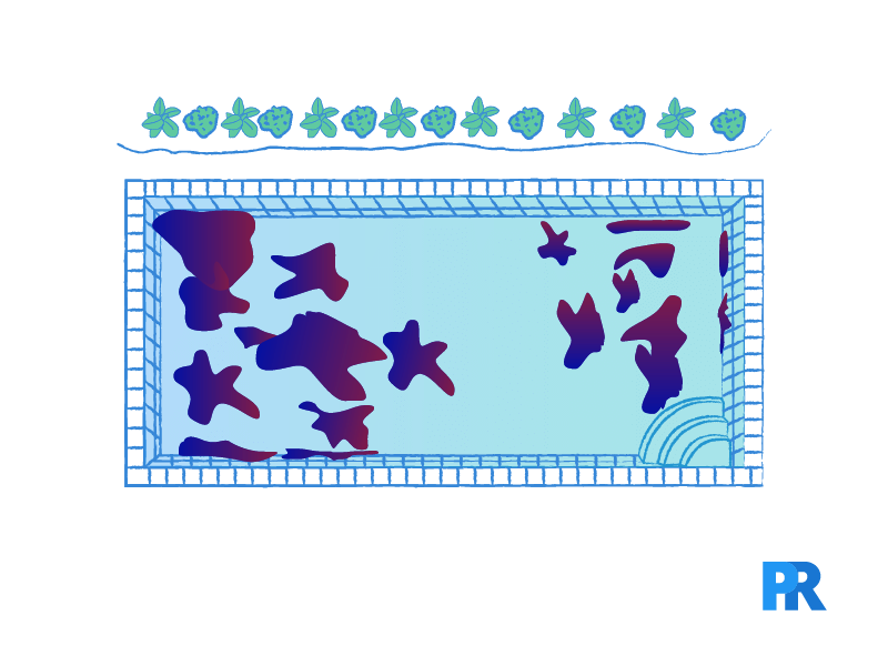red blue pool stain